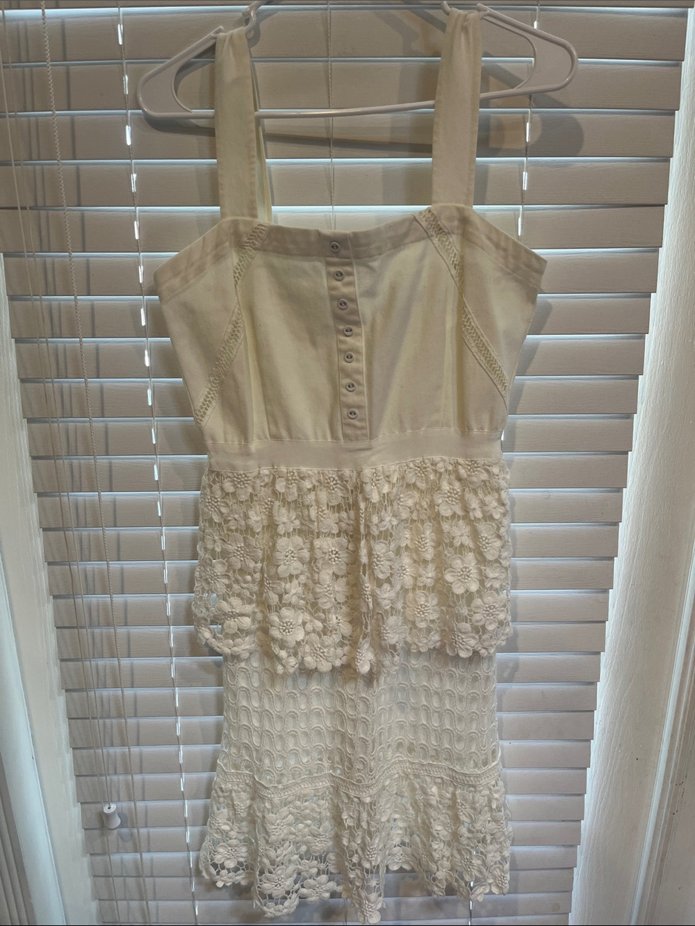 Boston Proper Cream Lace Tiered Sundress